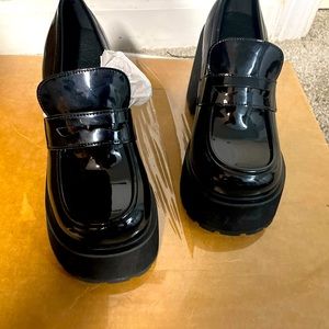Penny Loafers glossy platform black 7.5 38
